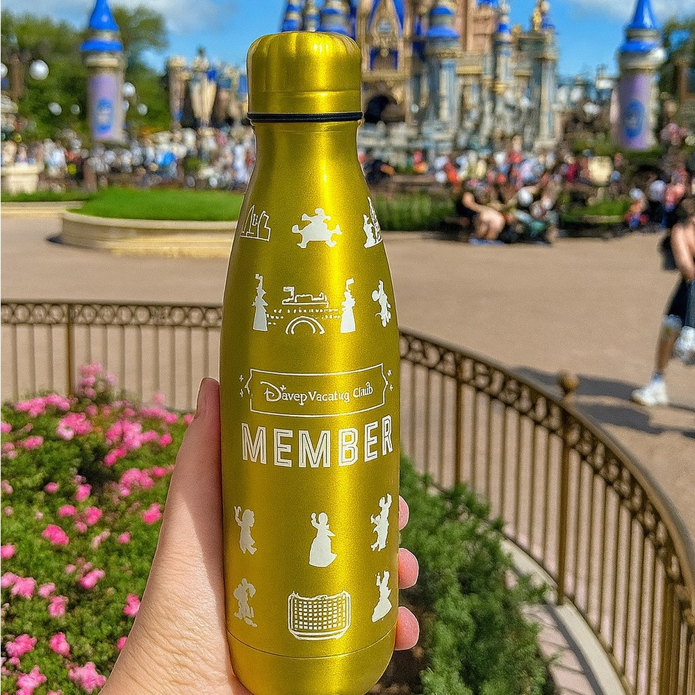 Disney Gold Member Bottle with White Icons